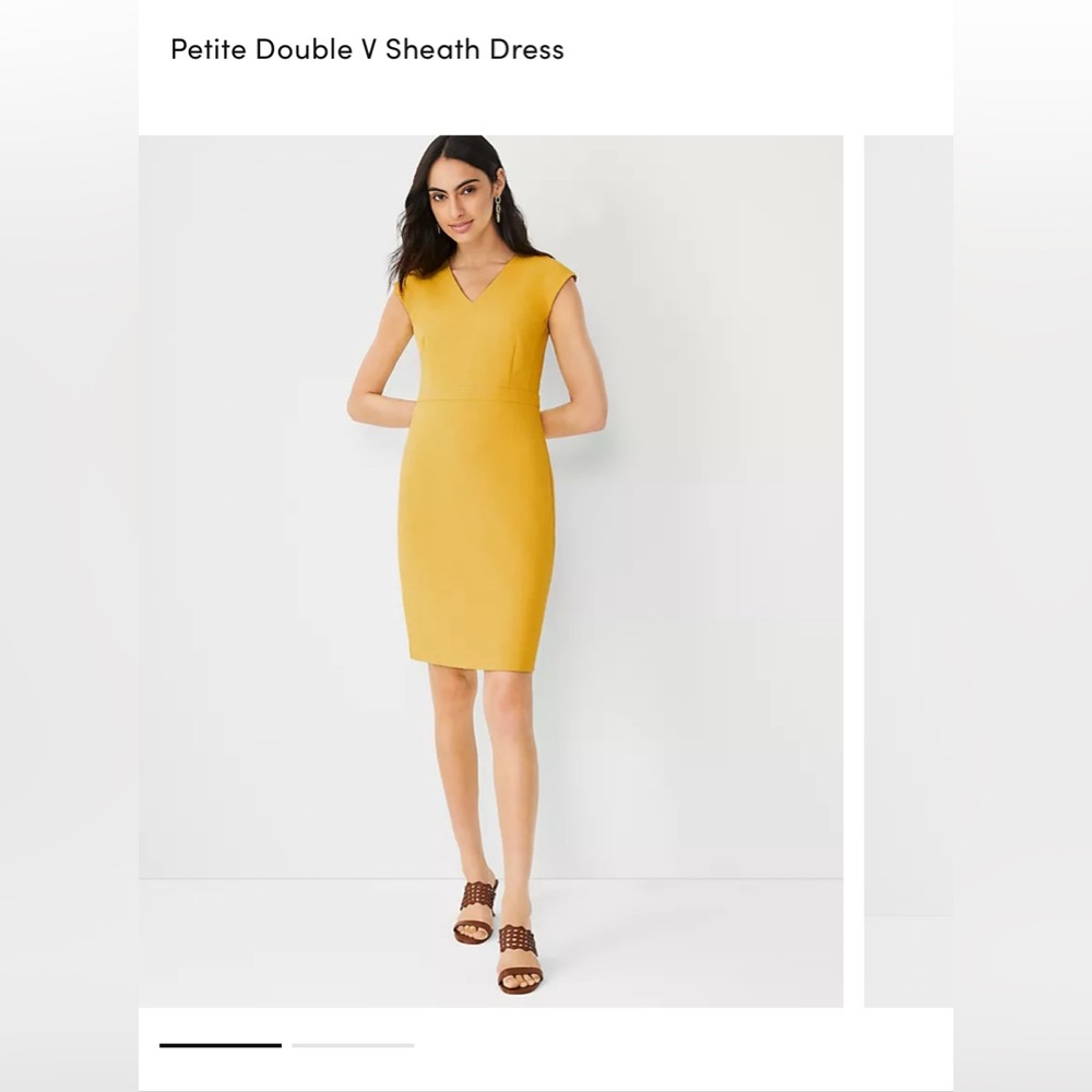Ann Taylor Petite Double V Sheath Dress in Yellow (size 0)